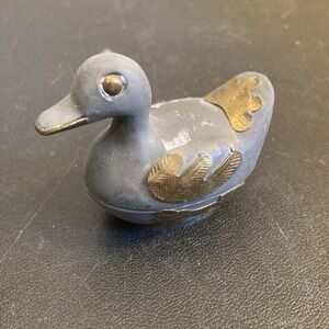 Solid Brass Duck 3" Gatco Pewter Trinket Holder Decorative MCM Limoges Vtg Small